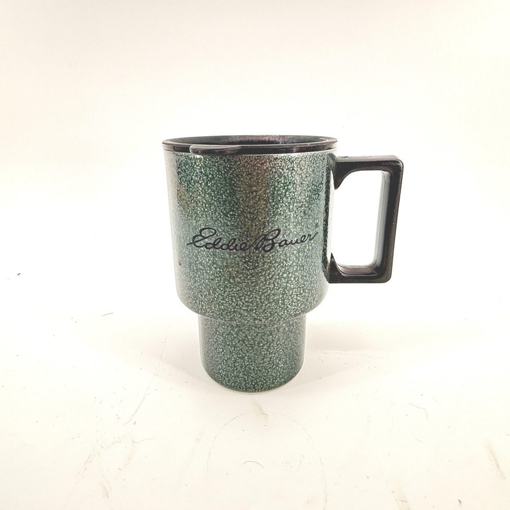 Eddie Bauer Travel Mug Unisex‎ OS Green Hammered Stainless Steel Insulated Lid